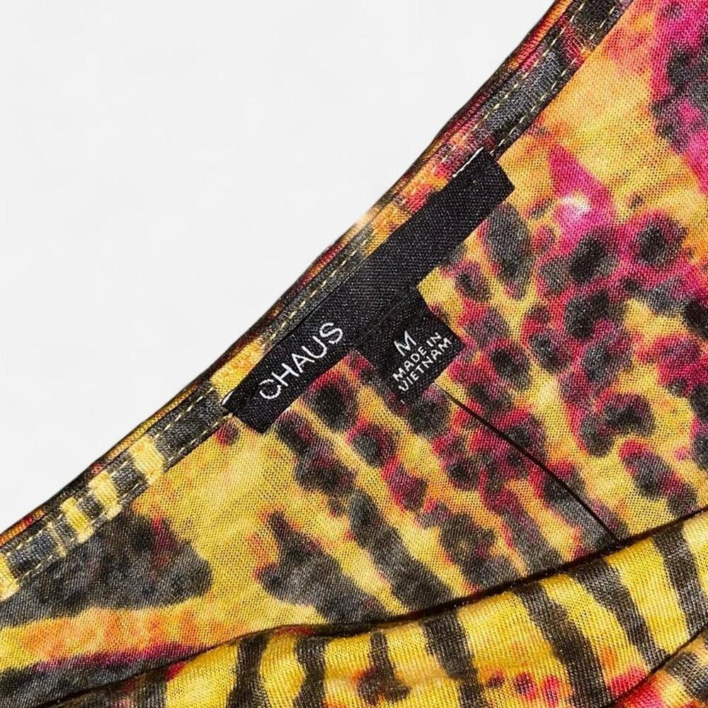 Chaus Yellow Orange Zebra Tiger Print Cowl Neck Long Sleeve Top NWT – Size M - Picture 8 of 8